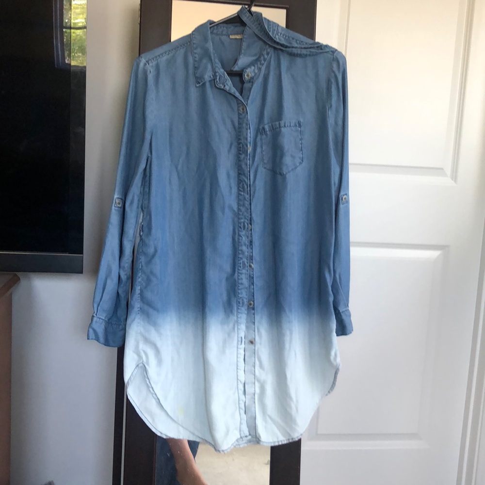 Denim button down dress
